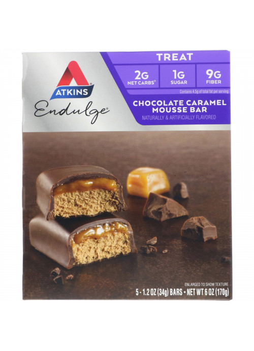 Atkins, Endulge, Chocolate Caramel Mousse Bar, 5 Bars, 1.2 oz (34 g) Per Bar