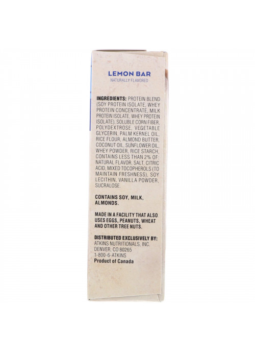 Atkins, Lemon Bar, 5 Bars, 1.41 oz (40 g) Each