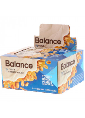 Balance Bar, Nutrition Bar, Yogurt Honey Peanut, 6 Bars, 1.76 oz (50 g) Each