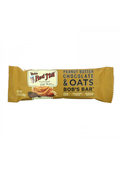 Bob's Red Mill, Bob's Bar, Peanut Butter Chocolate & Oats, 12 Bars, 1.76 oz (50 g) Each