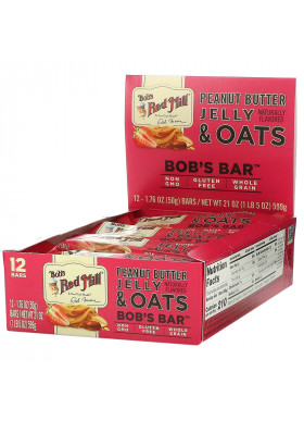 Bob's Red Mill, Bob's Bar, Peanut Butter Jelly & Oats, 12 Bars, 1.76 oz (50 g) Each