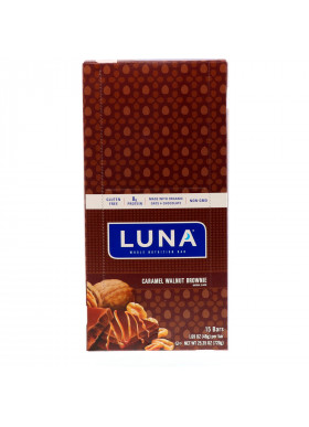 Clif Bar, Luna, Whole Nutrition Bar for Women, Caramel Walnut Brownie, 15 Bars, 1.69 oz (48 g) Each