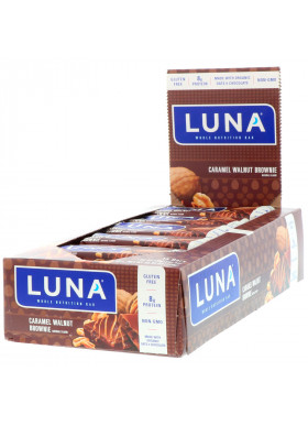 Clif Bar, Luna, Whole Nutrition Bar for Women, Caramel Walnut Brownie, 15 Bars, 1.69 oz (48 g) Each