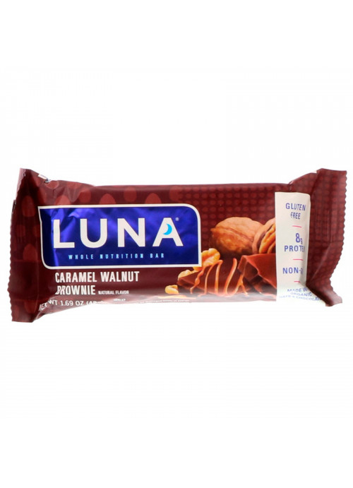 Clif Bar, Luna, Whole Nutrition Bar for Women, Caramel Walnut Brownie, 15 Bars, 1.69 oz (48 g) Each