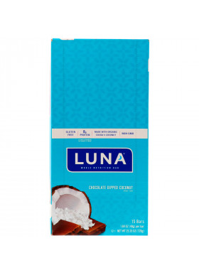 Clif Bar, Luna, Whole Nutrition Bar for Women, Chocolate Dipped Coconut, 15 Bars, 1.69 oz (48 g) Each