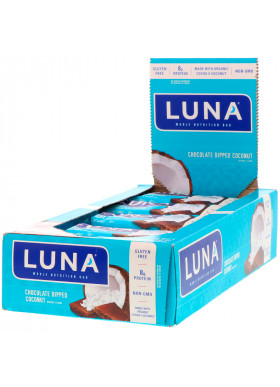 Clif Bar, Luna, Whole Nutrition Bar for Women, Chocolate Dipped Coconut, 15 Bars, 1.69 oz (48 g) Each