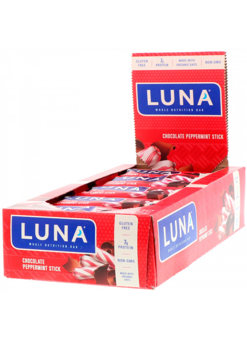 Clif Bar, Luna, Whole Nutrition Bar For Women, Chocolate Peppermint Stick, 15 Bars, 1.69 oz (48 g) Each