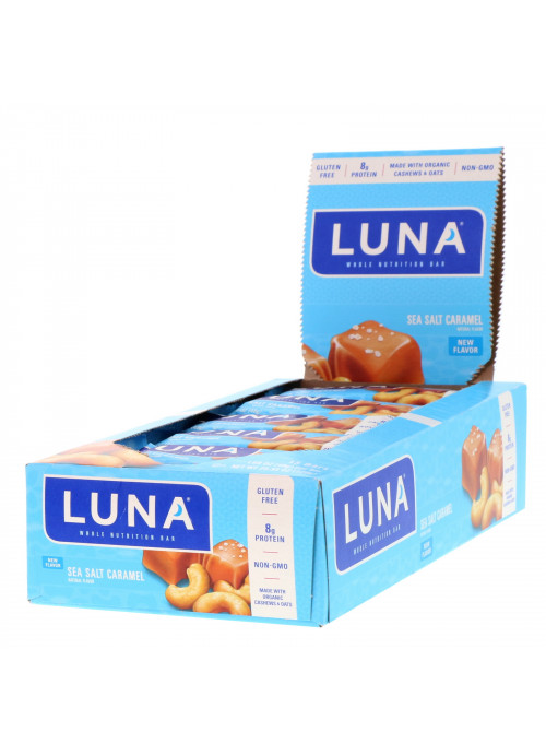 Clif Bar, Luna, Whole Nutrition Bar, Sea Salt Caramel, 15 Bars, 1.69 oz (48 g) Each