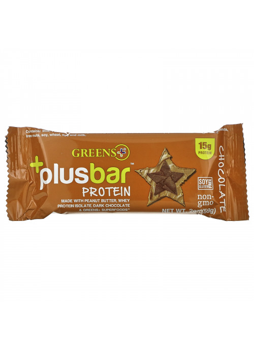 Greens Plus, Plusbar, Protein Chocolate, 12 Bars, 2 oz (59 g) Each