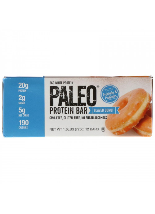 Julian Bakery, PALEO Protein Bar, Glazed Donut, 12 Bars, 2.12 oz (60 g) Each