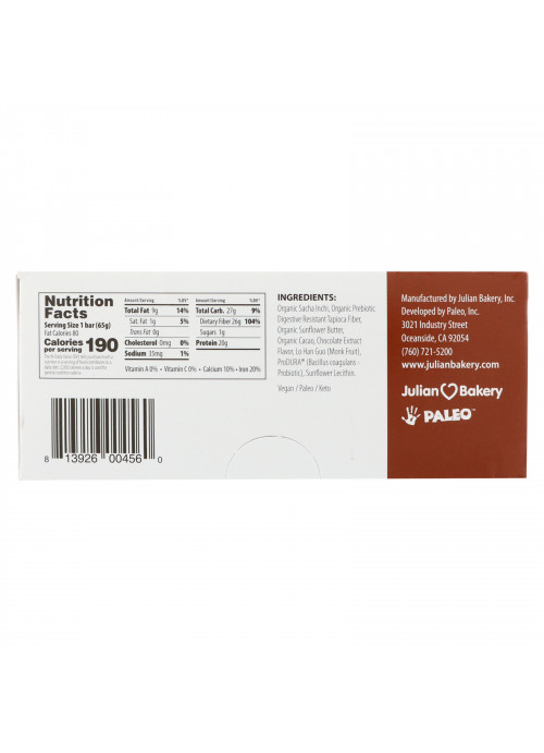 Julian Bakery, Pegan Thin Protein Bar, Chocolate Lava, 12 Bars, 2.29 oz (65 g) Each
