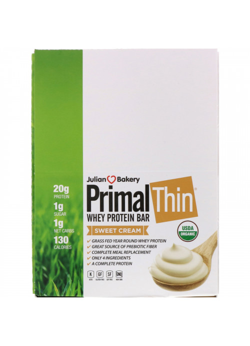 Julian Bakery, PrimalThin Whey Protein Bar, Sweet Cream, 12 Bars, 1.43 lbs (648 g)