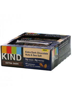 KIND Bars, Extra Dark Chocolate, Nuts & Sea Salt, 12 Bars, 1.4 oz (40 g) Each