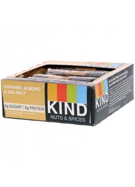 KIND Bars, Nuts & Spices, Caramel Almond & Sea Salt, 12 Bars, 1.4 oz (40 g) Each