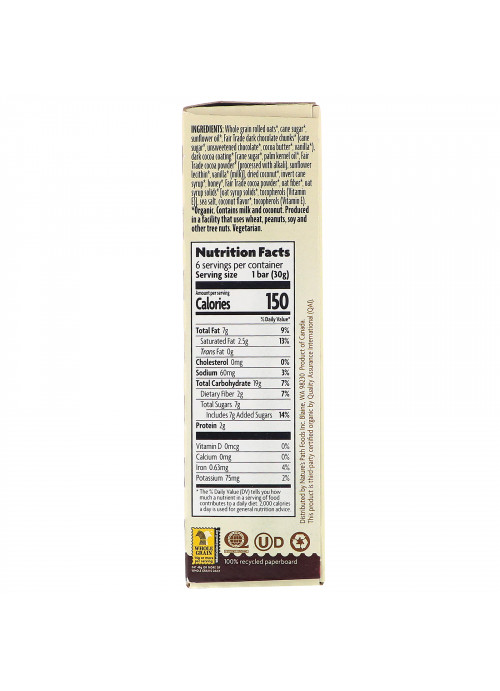 Nature's Path, Love Crunch, Premium Organic Granola Bars, Dark Chocolate Macaroon, 6 Bars, 1.06 oz (30 g) Each