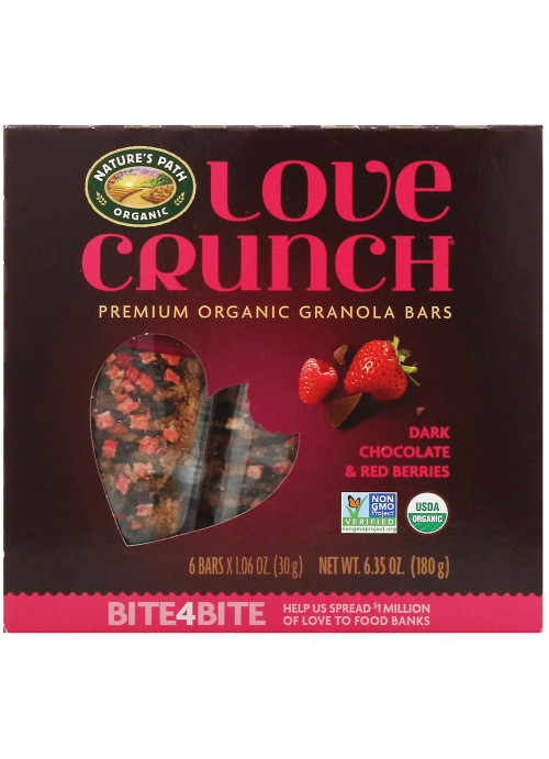 Nature's Path, Love Crunch, Premium Organic Granola Bars, Dark Chocolate & Red Berries, 6 Bars, 1.06 oz (30 g) Each