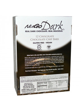 NuGo Nutrition, NuGo Dark, Protein Bars, Chocolate Chocolate Chip, 12 Bars, 1.76 oz (50 g) Each