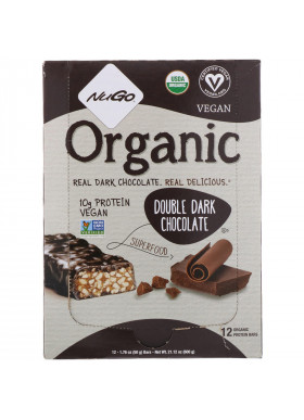 NuGo Nutrition, Organic Protein Bars, Double Dark Chocolate, 12 Bars, 1.76 oz (50 g) Each