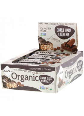 NuGo Nutrition, Organic Protein Bars, Double Dark Chocolate, 12 Bars, 1.76 oz (50 g) Each