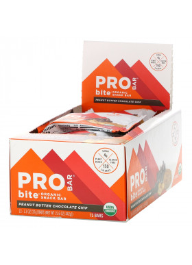 ProBar, Bite, Organic Snack Bar, Peanut Butter Chocolate Chip , 12 Bars, 1.3 oz (37 g) Each