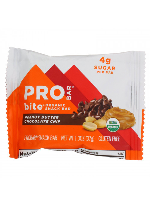 ProBar, Bite, Organic Snack Bar, Peanut Butter Chocolate Chip , 12 Bars, 1.3 oz (37 g) Each