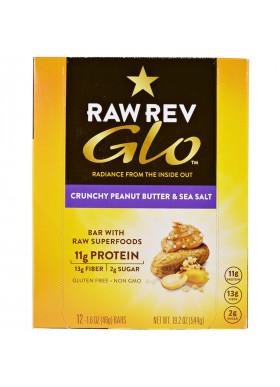 Raw Rev, Glo, Crunchy Peanut Butter & Sea Salt, 12 Bars, 1.6 oz (46 g)