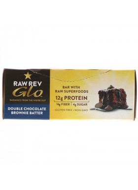 Raw Rev, Glo, Double Chocolate Brownie Batter, 12 Bars, 1.6 oz (46 g) Each