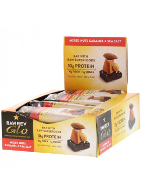 Raw Rev, Glo, Mixed Nuts Caramel & Sea Salt, 12 Bars, 1.6 oz (46 g) Each