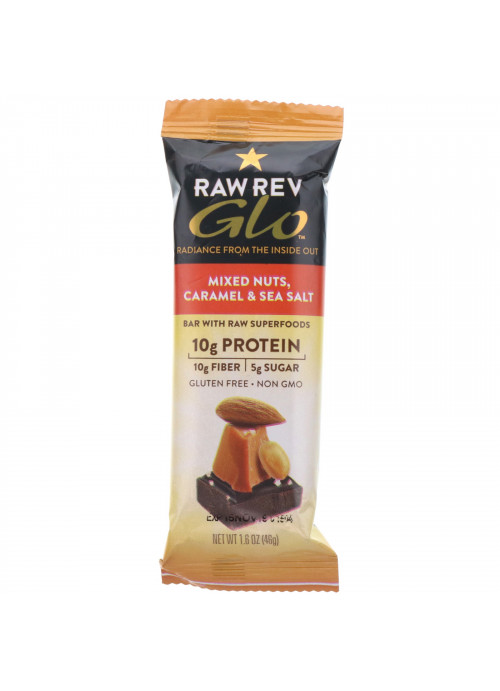Raw Rev, Glo, Mixed Nuts Caramel & Sea Salt, 12 Bars, 1.6 oz (46 g) Each