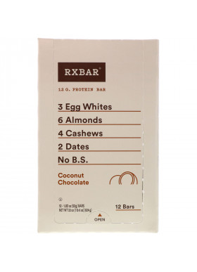 RXBAR, Protein Bar, Coconut Chocolate, 12 Bars, 1.83 oz (52 g) Each