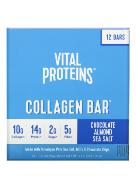 Vital Proteins, Collagen Bar, Chocolate Almond Sea Salt, 12 Bars, 1.8 oz (50 g) Each