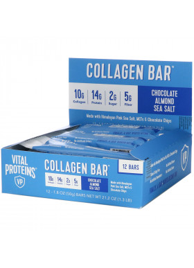 Vital Proteins, Collagen Bar, Chocolate Almond Sea Salt, 12 Bars, 1.8 oz (50 g) Each