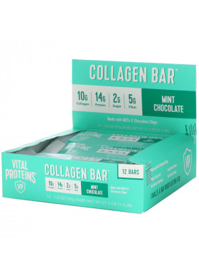 Vital Proteins, Collagen Bar, Mint Chocolate, 12 Bars, 1.8 oz (50 g) Each
