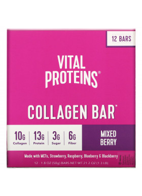 Vital Proteins, Collagen Bar, Mixed Berry, 12 Bars, 1.8 oz (50 g) Each
