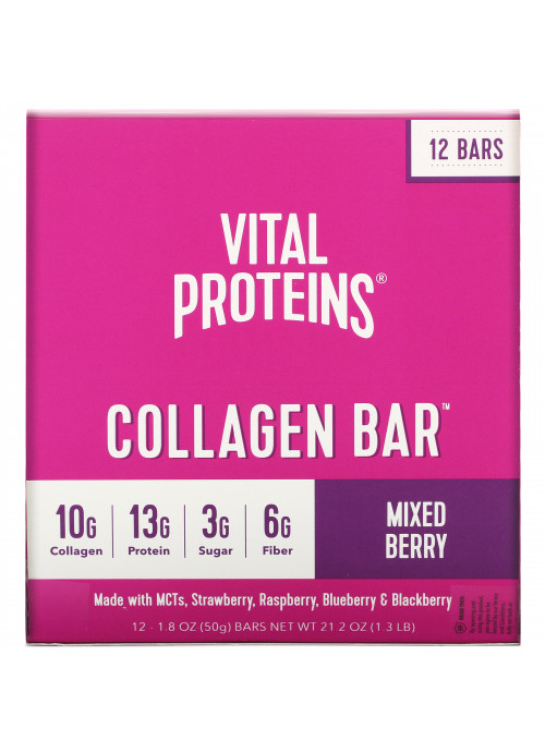 Vital Proteins, Collagen Bar, Mixed Berry, 12 Bars, 1.8 oz (50 g) Each
