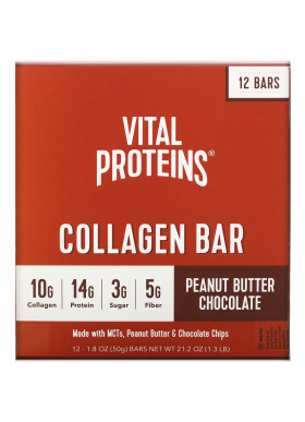 Vital Proteins, Collagen Bar, Peanut Butter Chocolate, 12 bars, 1.8 oz (50 g) Each
