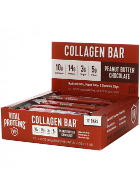 Vital Proteins, Collagen Bar, Peanut Butter Chocolate, 12 bars, 1.8 oz (50 g) Each