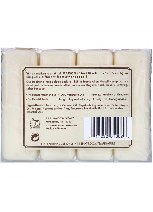A La Maison de Provence, Hand & Body Bar Soap, Oat Milk, 4 Bars, 3.5 oz (100 g) Each
