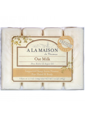 A La Maison de Provence, Hand & Body Bar Soap, Oat Milk, 4 Bars, 3.5 oz (100 g) Each