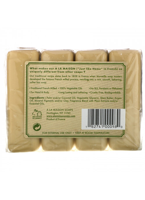 A La Maison de Provence, Hand & Body Bar Soap, Rosemary Mint, 4 Bars, 3.5 oz (100 g) Each