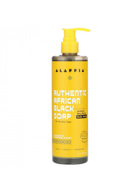 Alaffia, Authentic African Black Soap Body Wash, Charcoal Honey, 12 fl oz (354 ml)