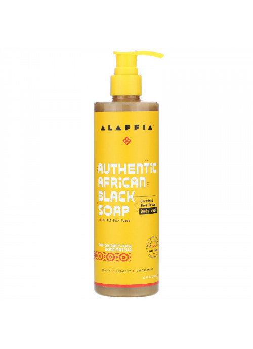 Alaffia, Authentic African Black Soap Body Wash, Rose Matcha, 12 fl oz (354 ml)