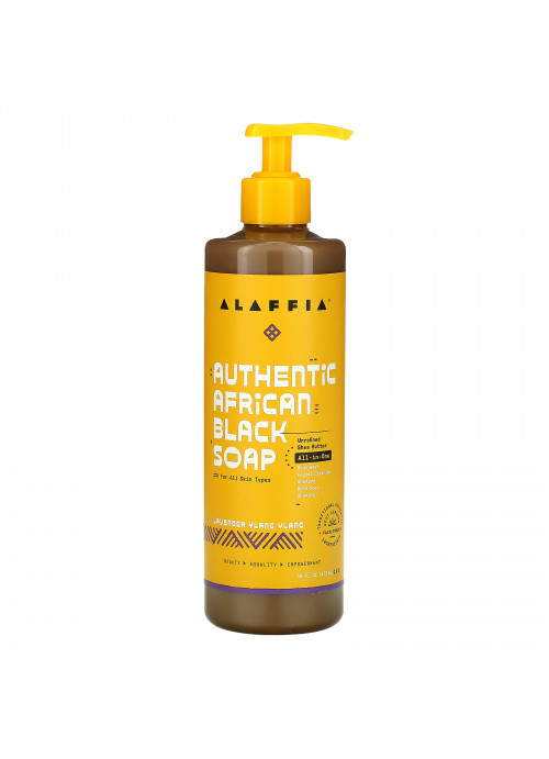 Alaffia, Authentic African Black Soap, Lavender Ylang Ylang, 16 fl oz (478 ml)