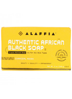 Alaffia, Authentic African Black Soap, Triple Milled Soap, Charcoal Reishi, 5 oz ( 140 g )
