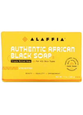 Alaffia, Authentic African Black Soap Triple Milled Soap, Unscented, 5 oz (140 g)