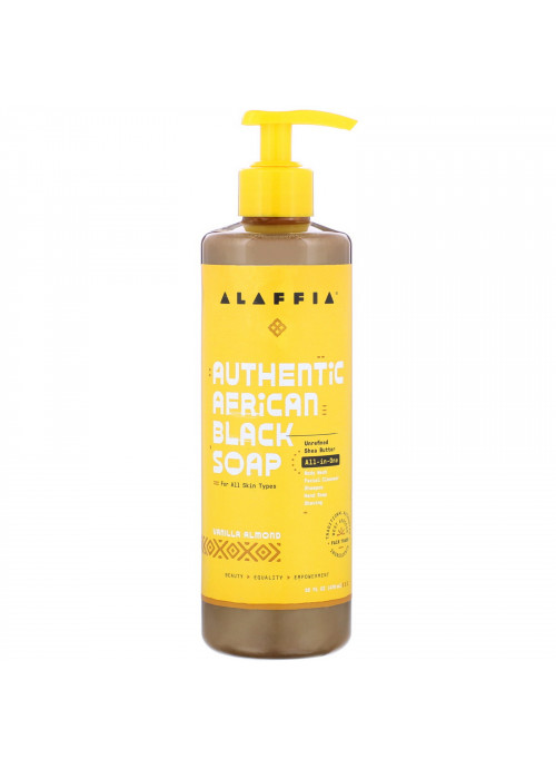 Alaffia, Authentic African Black Soap, Vanilla Almond, 16 fl oz (476 ml)