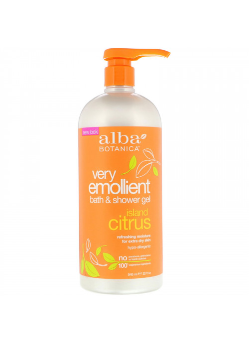 Alba Botanica, Very Emollient, Bath & Shower Gel, Island Citrus, 32 fl oz (946 ml)