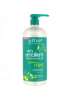 Alba Botanica, Very Emollient, Bath & Shower Gel, Sparkling Mint, 32 fl oz (946 ml)
