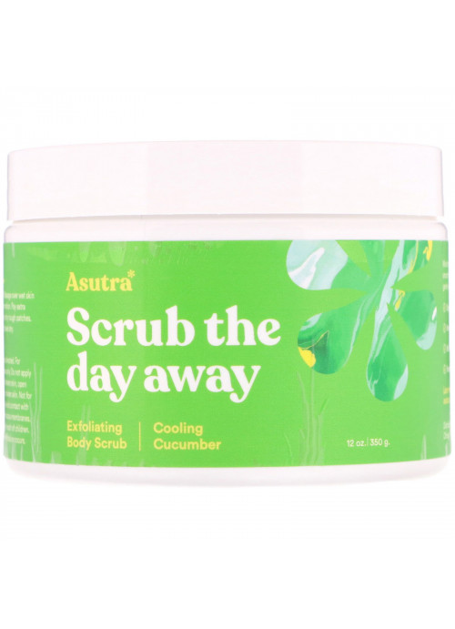 Asutra, Scrub The Day Away, Exfoliating Body Scrub, Cooling Cucumber, 12 oz (350 g)