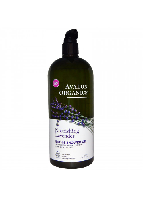 Avalon Organics, Bath & Shower Gel, Nourishing Lavender, 32 fl oz (946 ml)